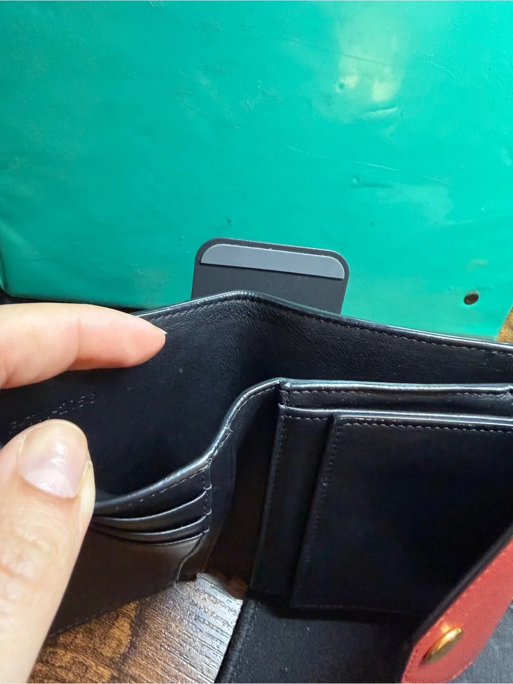 Celine Tri-Color Leather Envelope Wallet - Red, Cream & Black